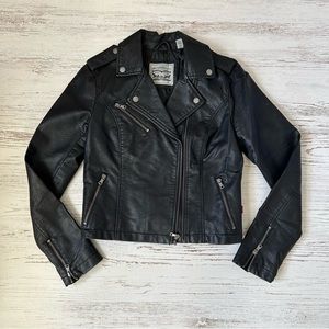 Levi’s  Faux Leather Moto Jacket in Black Size Small